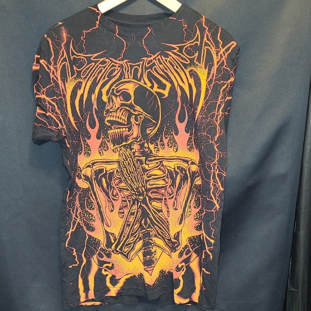 Affliction Infernal Nightmare Black & Red T-Shirt Size LARGE